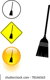 broom symbol sign and button