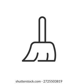 Herramienta Escoba, icono lineal. Limpieza y mantenimiento del hogar. Línea con trazo editable.