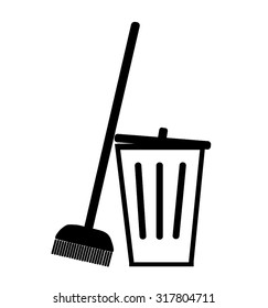 broom and trash can icon