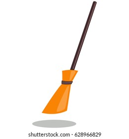 Broom vector cartoon icon isolated on white background.