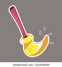 Broom vector cartoon sticker isolated on background.