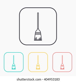 Broom vector color icon set 