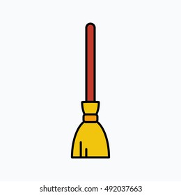 Broom vector icon. Flat modern design. Halloween icon.