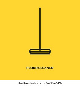 Broom vector icon. Household floor cleaner symbol. Home hygiene sign.