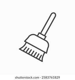 Broom vector icon isolated in black line