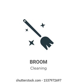 Broom vector icon on white background. Flat vector broom icon symbol sign from modern cleaning collection for mobile concept and web apps design.