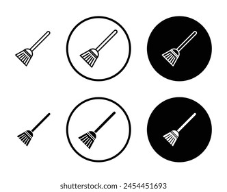 Besen-Vektorgrafik-Symbol-Set. Staubkehren-Pinsel-Linie-Symbol. Besen-Reinigungszeichen. Schmutzreiniger-Mopp-Stick-Vektorgrafik-Symbol geeignet für App und Websites UI-Designs.