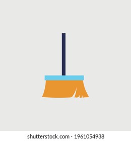 equipo de limpieza de barrido de iconos vectoriales de escoba