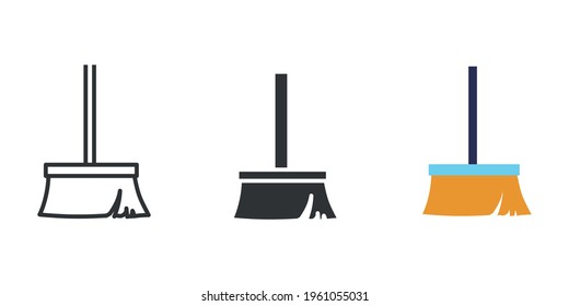 broom vector icon sweeping cleaning equipment