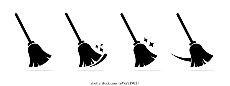 Broom vector icons. Broom vector icons. Cleaning icons. Clean broomstick.