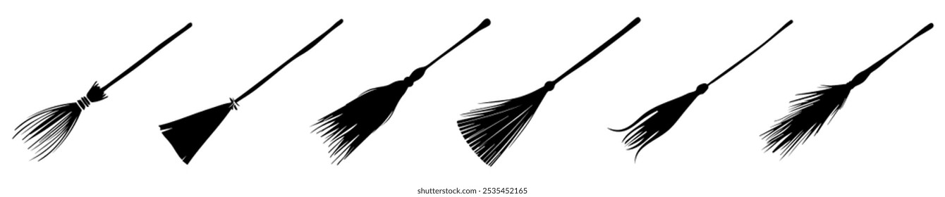 Broom vector icons isolated on white background