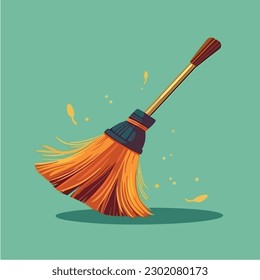 A broom with vector illustration.