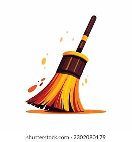 A broom with vector illustration.