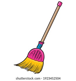 Broom vector illustration,
isolated on white background.top view