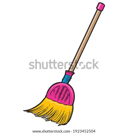 Broom vector illustration,
isolated on white background.top view
