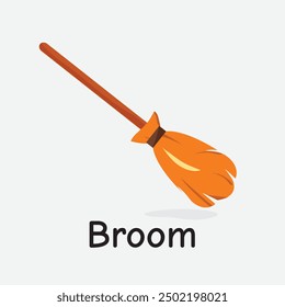 Broom Vector Illustration: Witch's Halloween Flying Tool