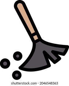 broom vector line colour icon