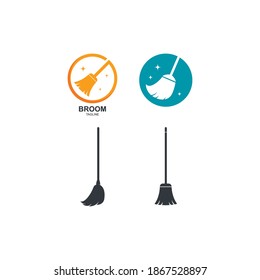 Broom with water drop logo vector icon illustration design