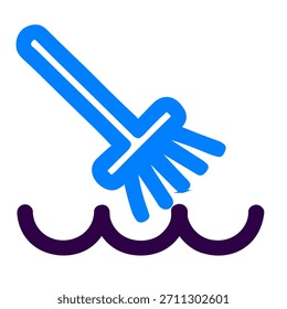 Symbol für Besenwasser. Eine lineare Vektorgrafik von Besenwasser, einzeln auf weißem Hintergrund.