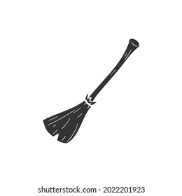 Broom Witch Icon Silhouette Illustration. Halloween Vector Graphic Pictogram Symbol Clip Art. Doodle Sketch Black Sign.