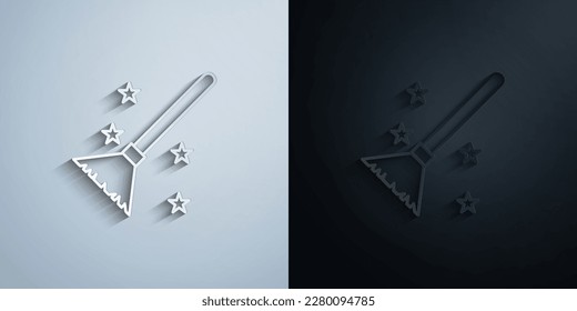 Broom, Witch paper icon with shadow effect vector illuistration design