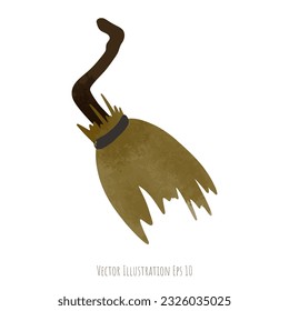 Broom for witches hand drawn in halloween day , isolated on white background  ,vector illustration EPS 10