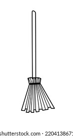 Broom with wooden handle, Witches broom stick Halloween accessory vector illustration of isolate on white.