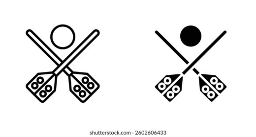 Broom-ball flat Icons in line outline and flat solid style on white background