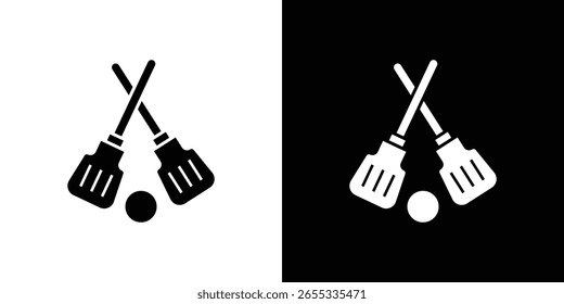 Icono de la escoba-bola en versión plana sobre fondo blanco y negro
