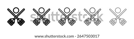 Broom-ball icon graphic set. trendy stroke line style
