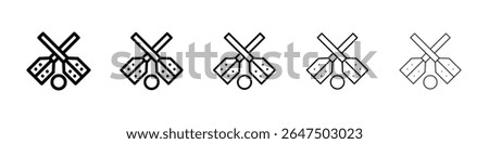 Broom-ball icon graphic set. trendy stroke line style