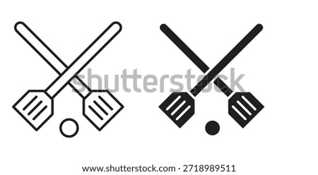 Broom-ball icon for mobile app, editable designs