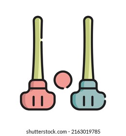 Broomball Icon Vector Illustration. Flat Outline Cartoon. Winter Sport Icon Concept Isolated Premium Vector