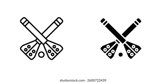 Broom-ball icons set for apps and web ui designs. simple isolated graphics.