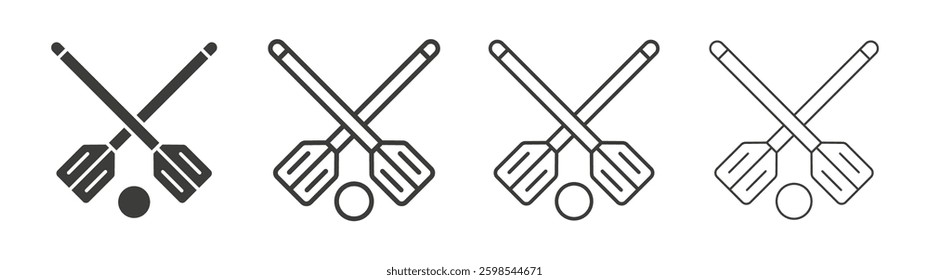 Broom-ball line icon vector illustration set.