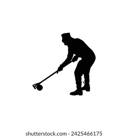 Broomball player silhouette vector art. broomball icon and vector image