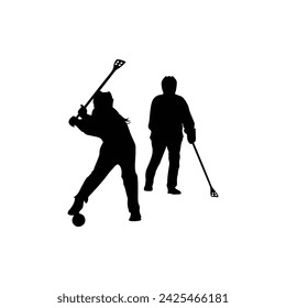 Broomball player silhouette vector art. broomball icon and vector image