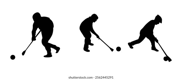 Broomball player silhouette vector art
 .