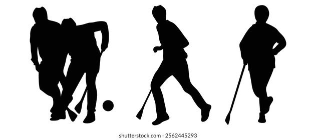 Broomball player silhouette vector art
 .
