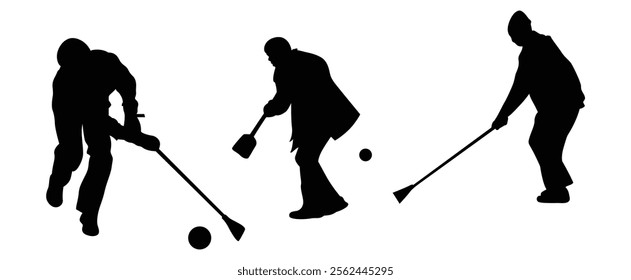 Broomball player silhouette vector art
 .