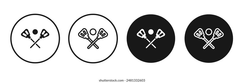 Broom-ball vector icon set black filled and outlined style.