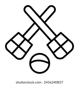 Broomball Vector Line Icon Design