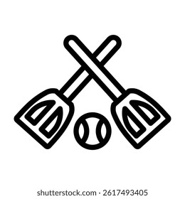 Broomball Vector Line Icon Design