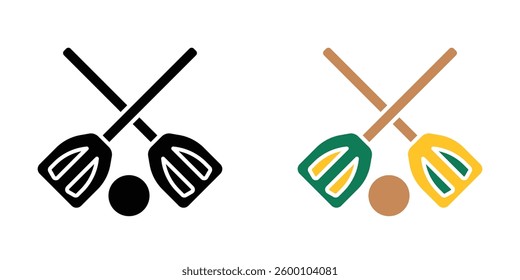 Broom-ball web vector icons set