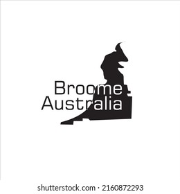 Broome Australia map and black lettering design on white background