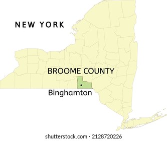 Broome County and city of Binghamton location on New York state map