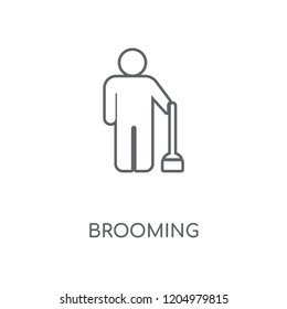 Brooming linear icon. Brooming concept stroke symbol design. Thin graphic elements vector illustration, outline pattern on a white background, eps 10.