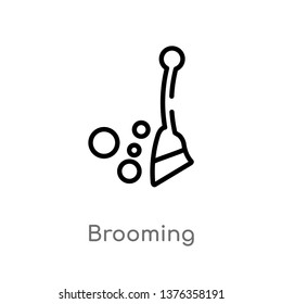 brooming vector line icon. Simple element illustration. brooming outline icon from gardening concept. Can be used for web and mobile