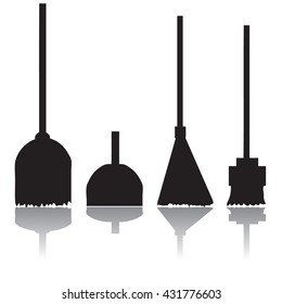 Brooms and dustpan silhouette