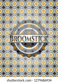 Broomstick arabesque emblem background. arabic decoration.
